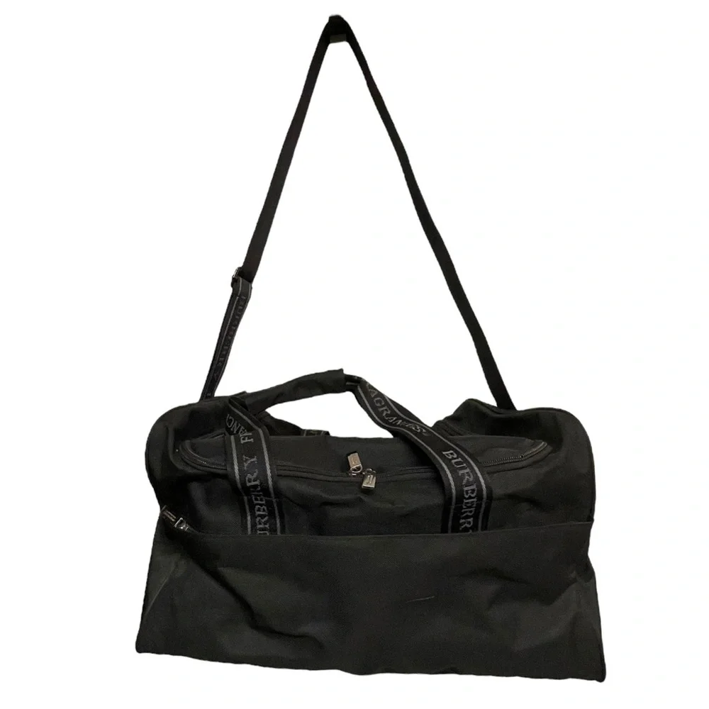 BURBERRY Fragrances Weekender Duffle Bag Black Signature Handles Shoulder Strap - Picture 9 of 13